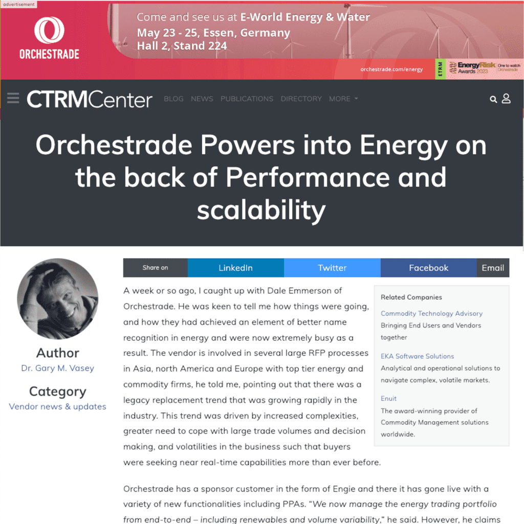 Orchestrade powers in to energy - CTRM Center